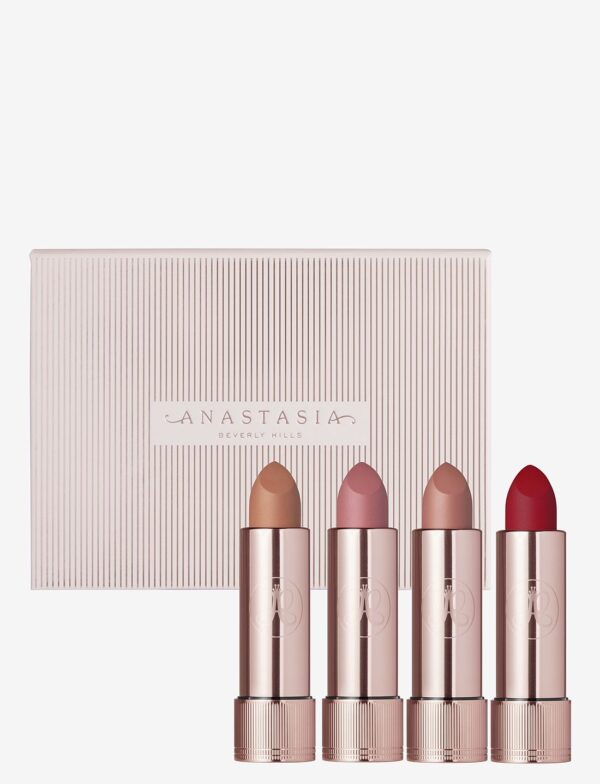 Anastasia Beverly Hills Deluxe Matte Lipstick Set - Peachy Nude, Hush Rose, Blush Brown & Royal Red - Lips - Image 2